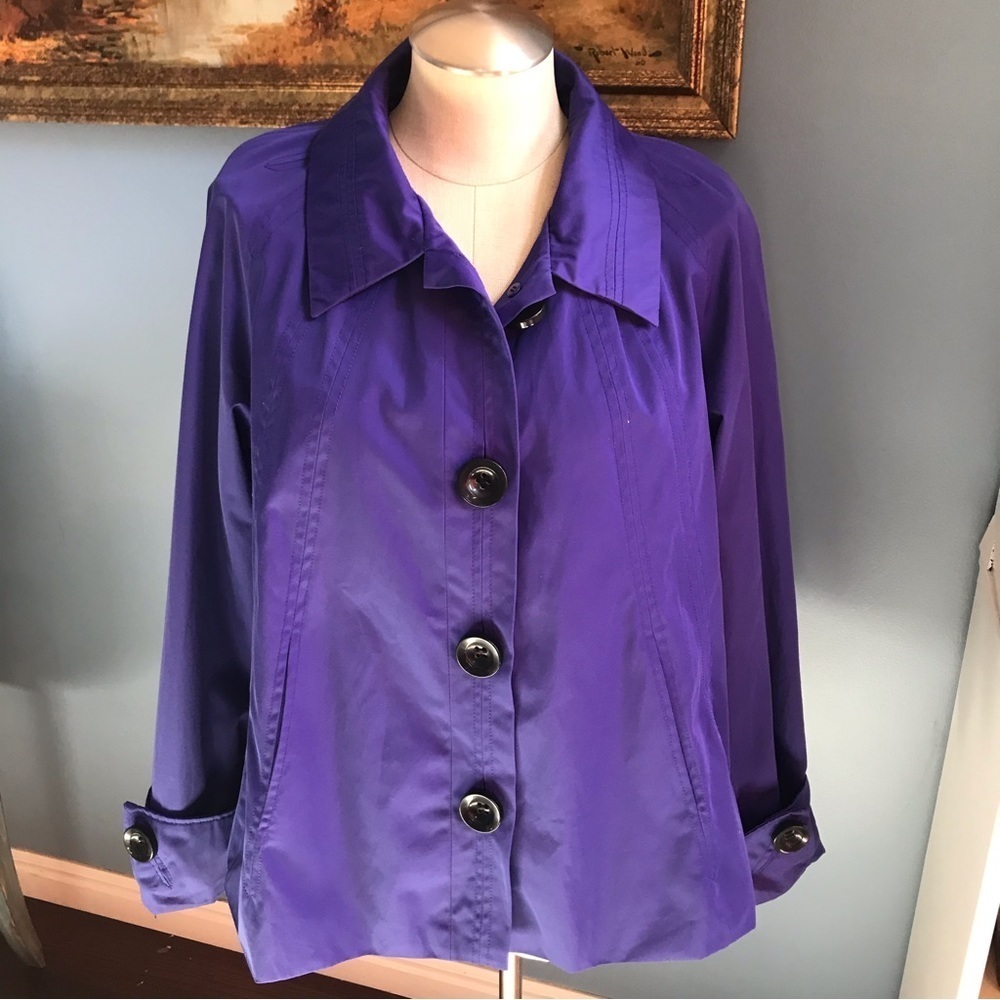 Colebrook purple button down windbreaker jacket